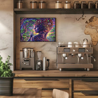 Psychedelic Alien Figure in Surreal Nature Fantasy or Mythology Poster