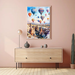 Turkey Cappadocia Hot Air Balloons Scenic Landscape Poster