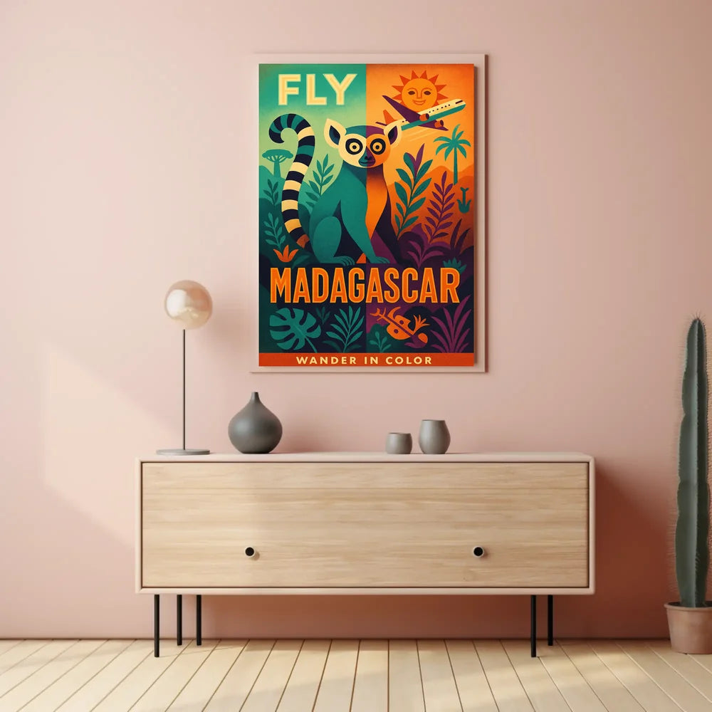 Fly Madagascar Wander in Color Travel Poster PosterGoat
