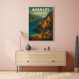 Amalfi Coast Poster 18x24 Wall Art for Coastal Decor Home
