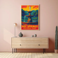 Hot Springs National Park Vintage Fountain Serenity Sunrise Escape Impressionism Poster