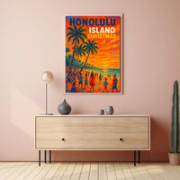 Honolulu Island Christmas Poster