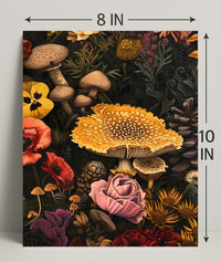 Botanical Mushroom Illustration Educational or Infographic Poster