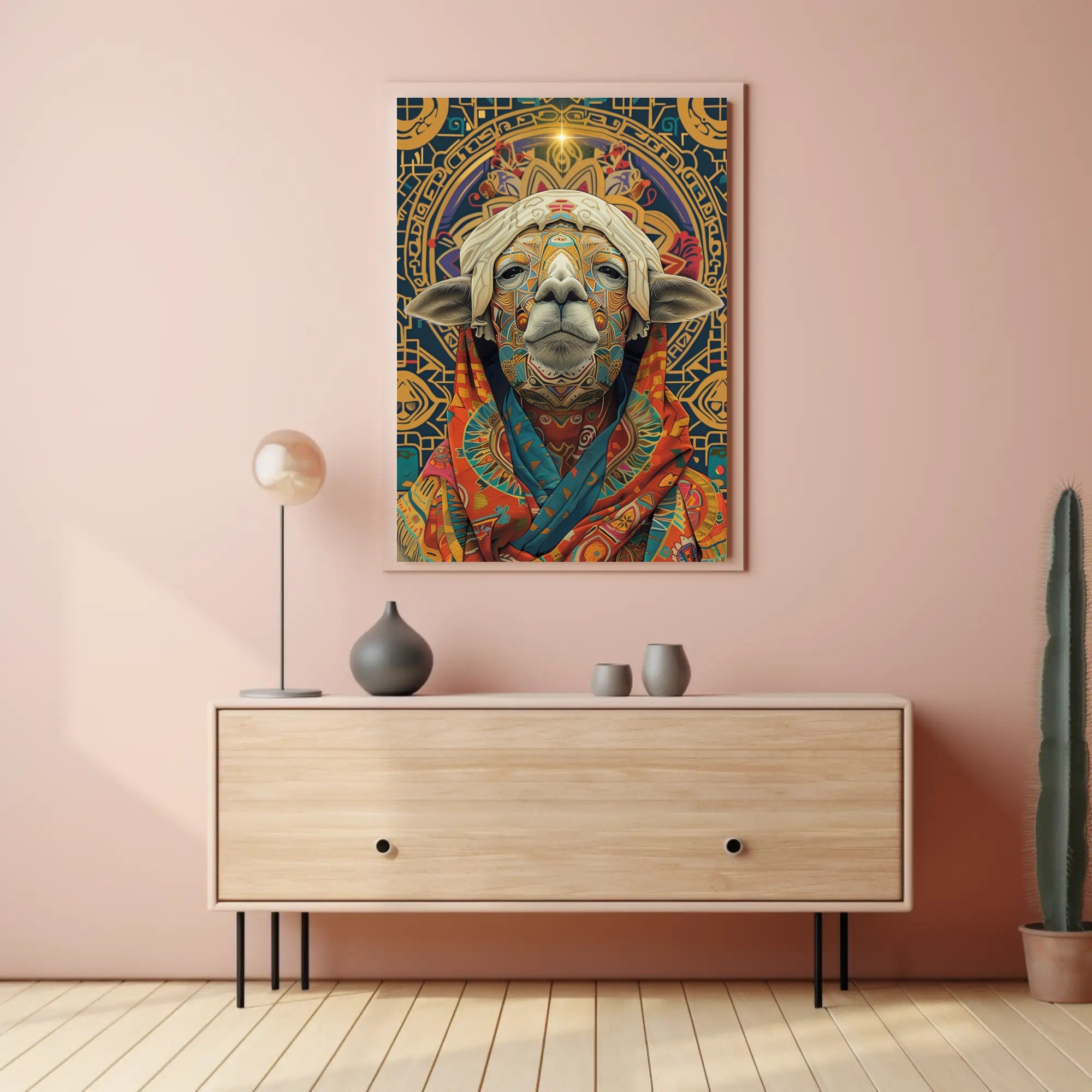 Mystical Llama Art in Cultural Heritage Poster PosterGoat