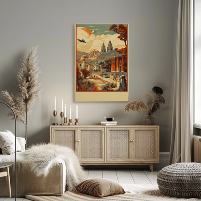 Historic Mexico Churches Canyon Mountains Travel Poster