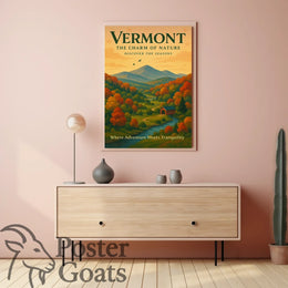 Vermont Scenic Autumn Landscape Travel Poster