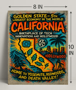 California Vintage Travel Poster Wall Art PosterGoat