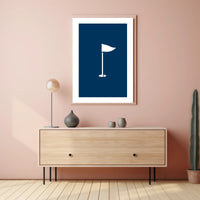 Minimalist White Flag on Deep Blue Background Poster