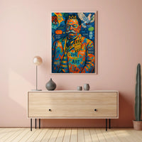 Colorful King with Crown and Dove Pop Culture Poster