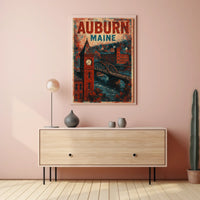 Auburn, Maine Vintage Travel Vintage Poster