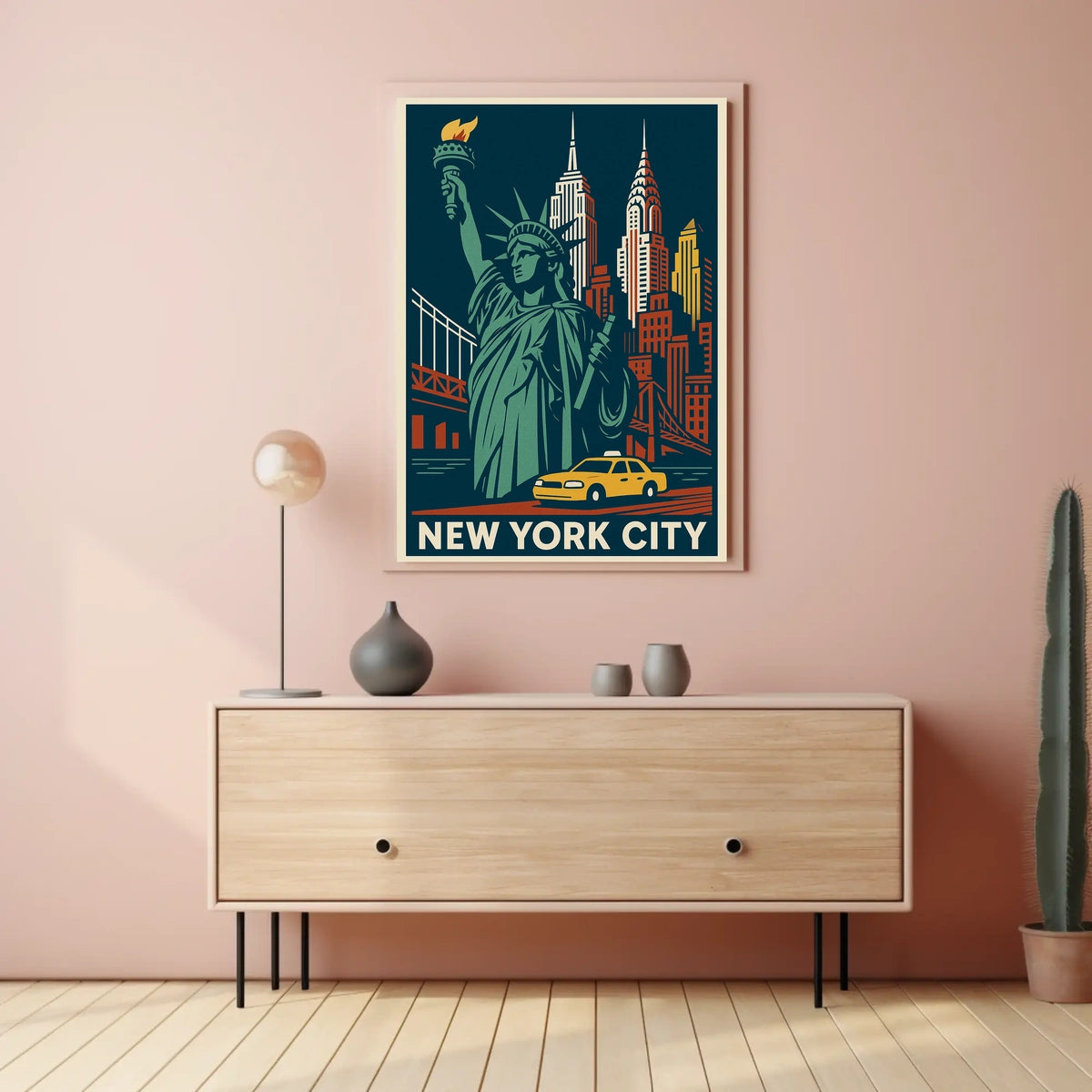 New York City Poster Vintage Travel Art Deco Wall Art