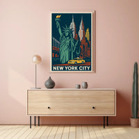New York City Poster Vintage Travel Art Deco Wall Art