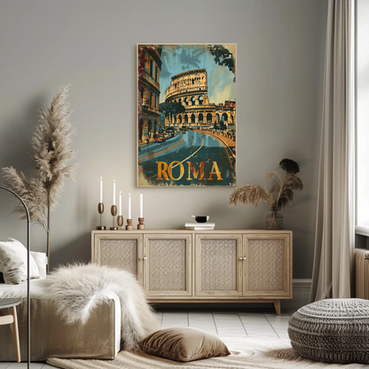 Rome Colosseum Vintage Italy Travel Poster