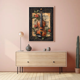 Classical Violin Sheet Music Cultural Poster