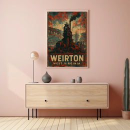 Weirton West Virginia Rural Cityscape Watercolor Poster