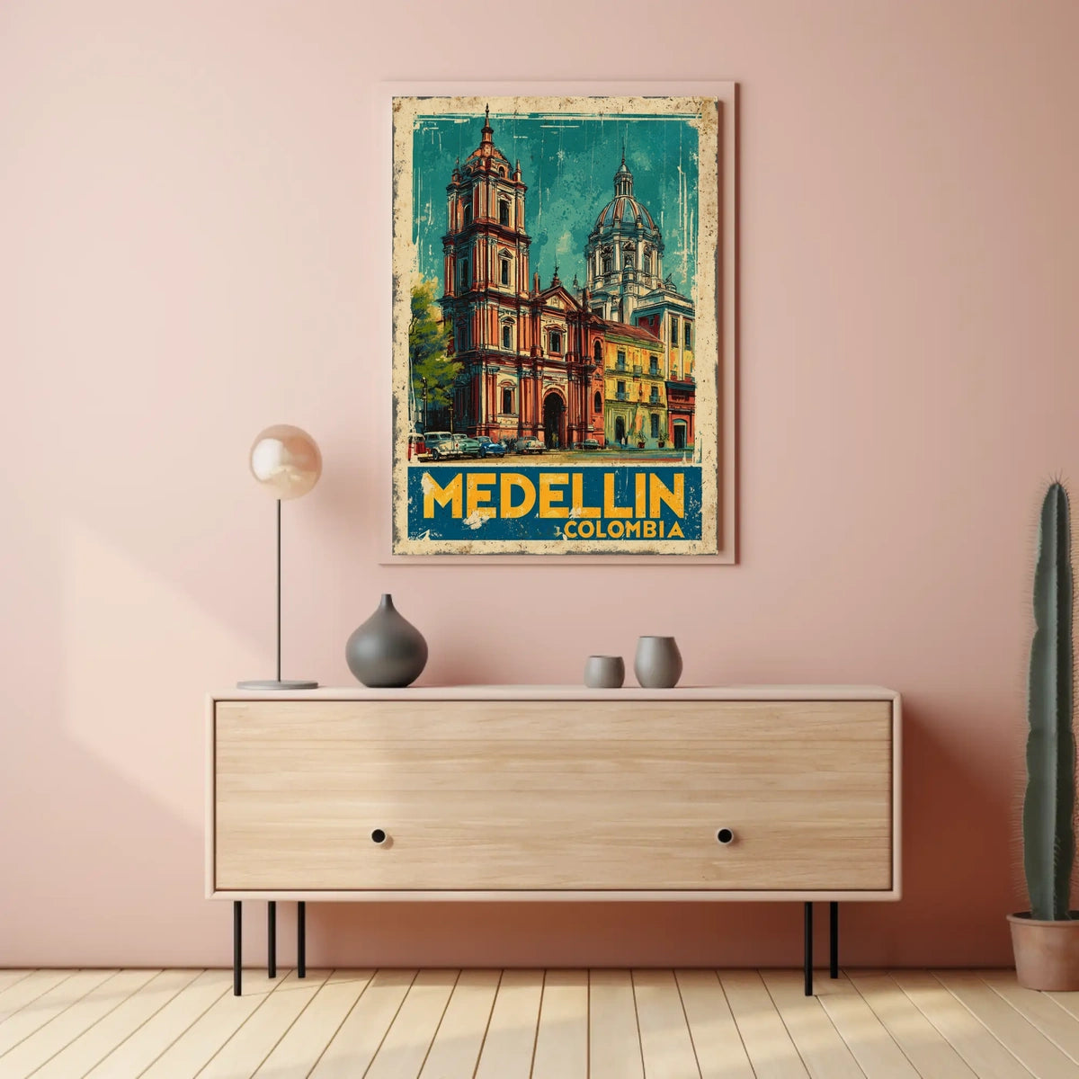 Medellín, Colombia Vintage Travel Poster