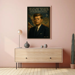 JFK Patriotic Leadership Vintage Poster with Quote