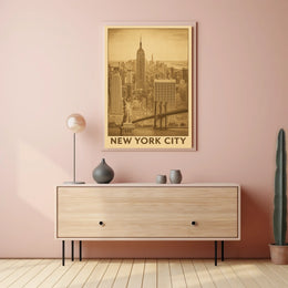New York City Poster Timeless Sepia Skyline for Home Decor