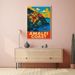 Amalfi Coast Poster Wall Art 18x24 Coastal Decor Print