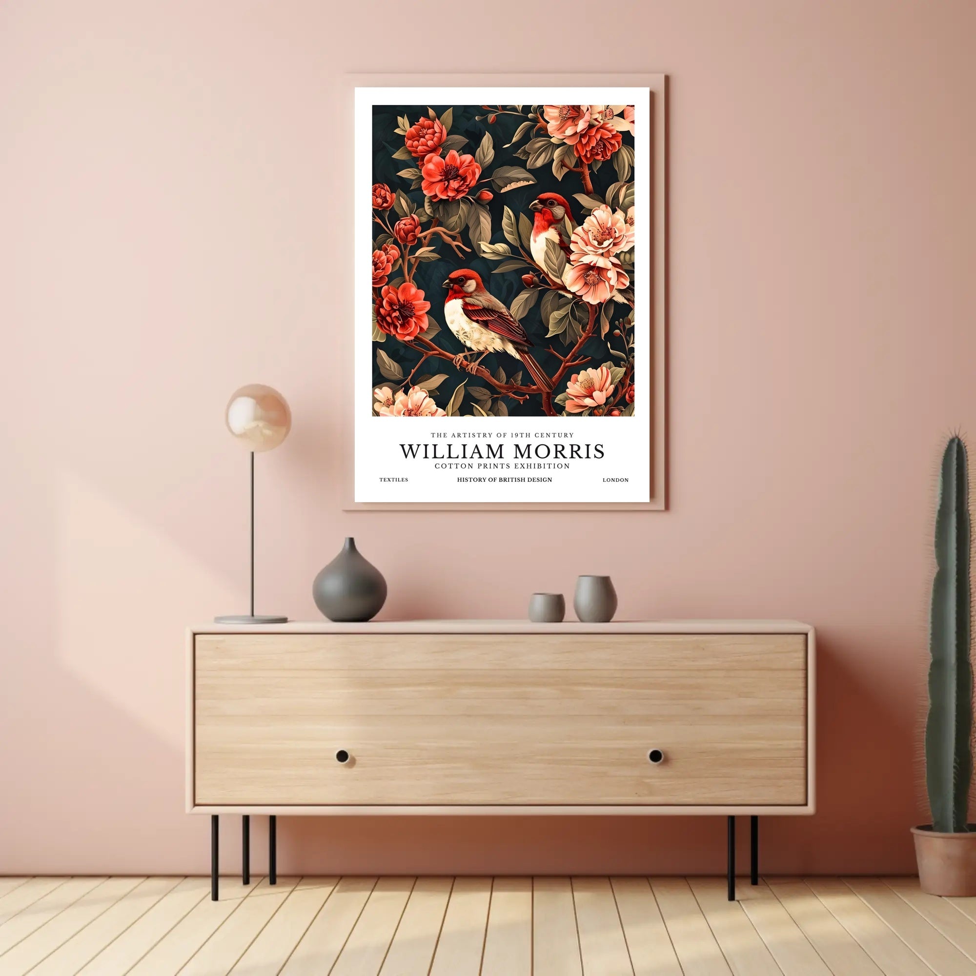 William Morris-Inspired Vintage Floral Illustration Cultural Poster
