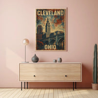 Cleveland Ohio Vintage Cityscape Souvenir Poster