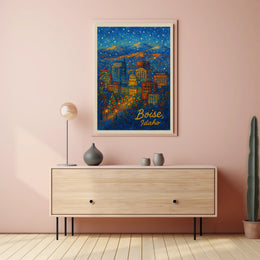 Boise, Idaho A Nighttime Cityscape Poster