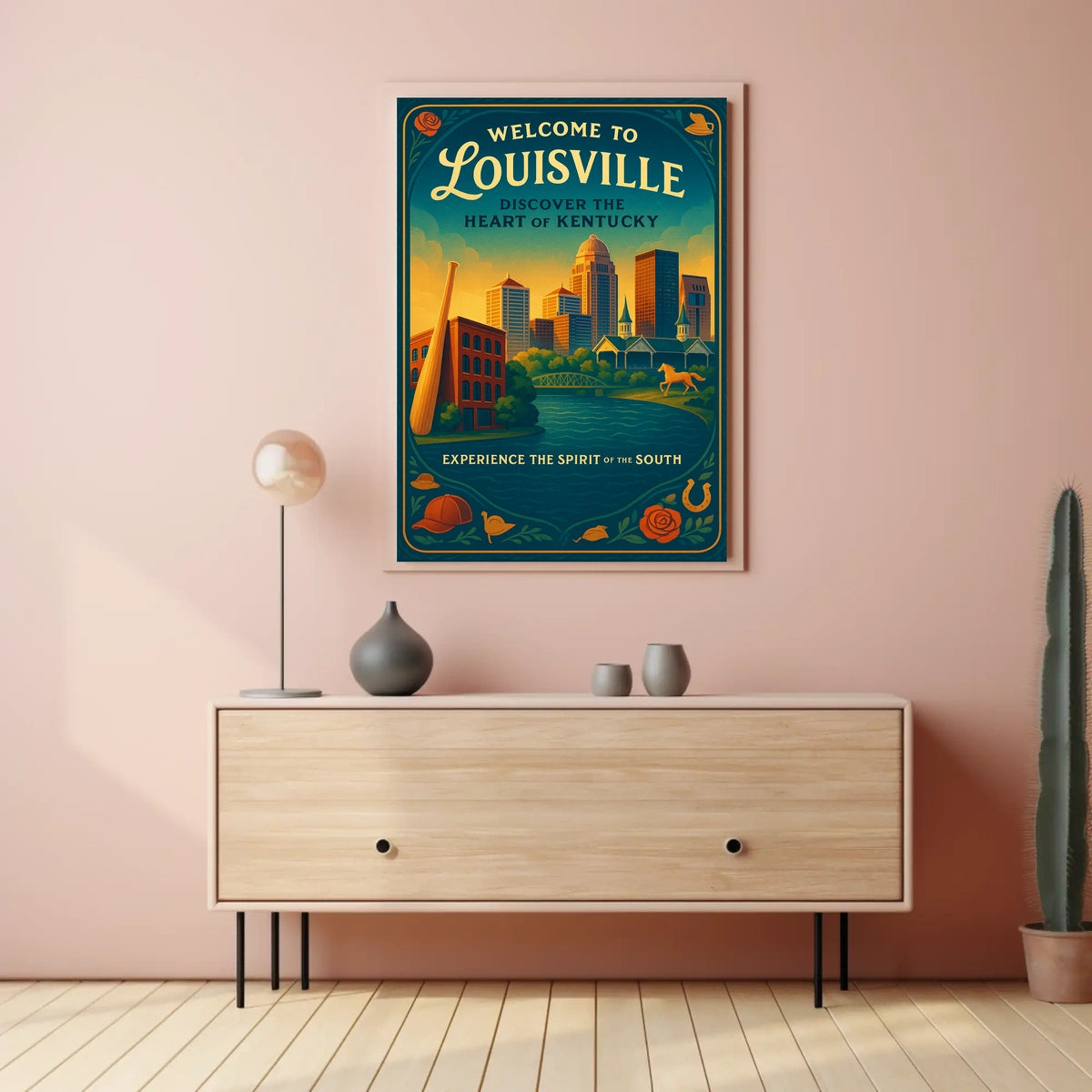 Louisville Heart of Kentucky Vintage Travel Poster