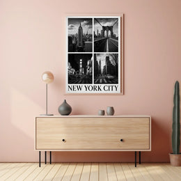 New York City Skyline Monochrome Poster Classic Wall Art