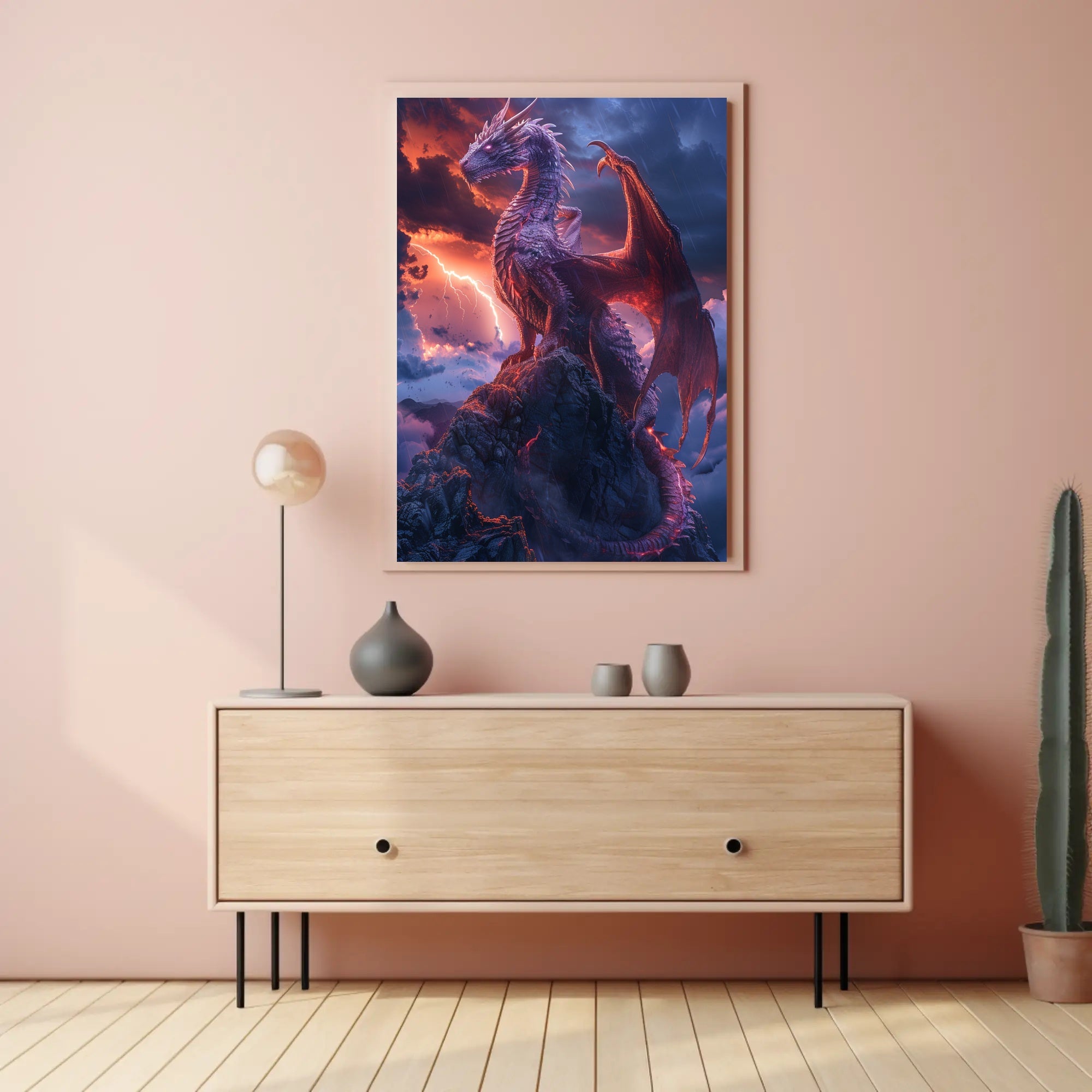 Majestic Dragon Over Stormy Peak Fantasy or Mythology Poster PosterGoat