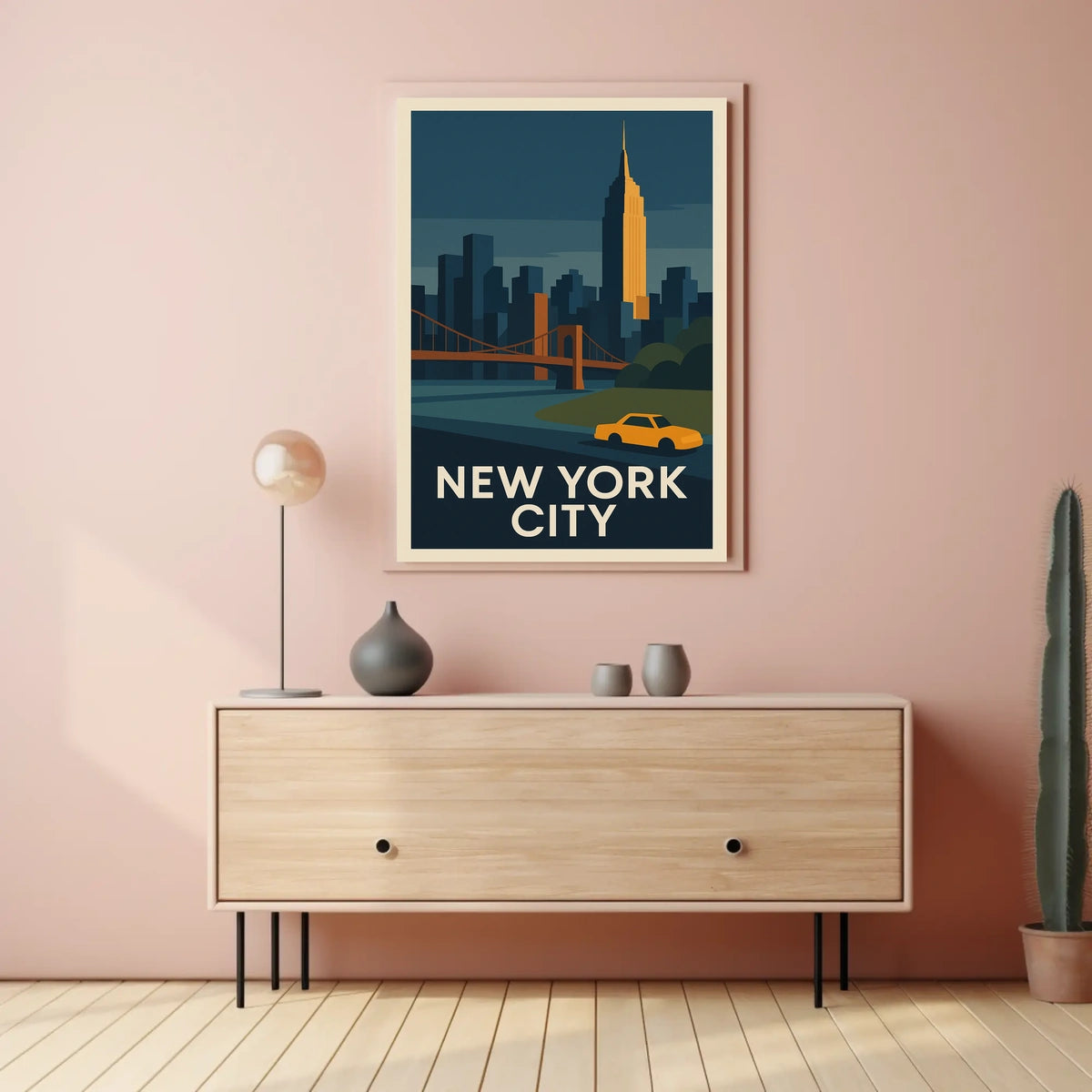New York City Poster Modern Travel Iconic Bold Wall Art