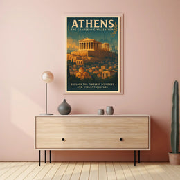 Athens Parthenon Vintage Travel Poster