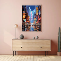 Neon Cityscape At Night Poster