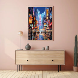Neon Cityscape At Night Poster