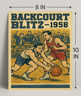 Backcourt Blitz 1958 Vintage Sports Poster