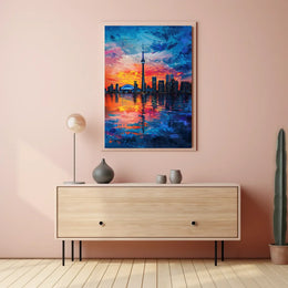 Toronto Skyline Sunset: Impressionistic Urban Art Poster