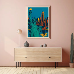 New York City Skyline Poster Retro Wall Art For Home Decor