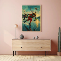 Reindeer On Ice Poster
