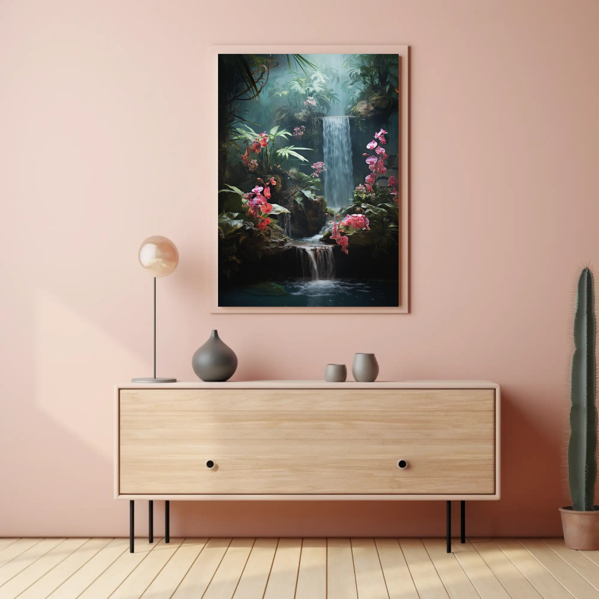 Tropical Waterfall Paradise: An Artistic Nature Poster