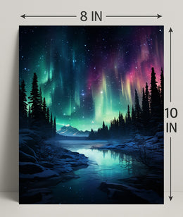 Aurora Borealis Over A Winter Landscape Poster