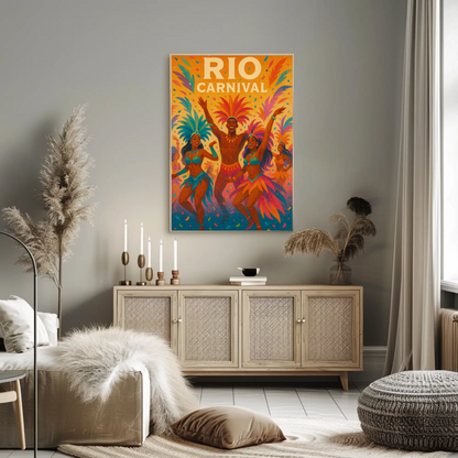 Rio Carnival Dancers Celebration Travel Poster