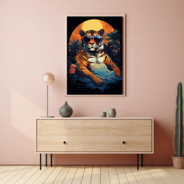 Stylized Tiger Tropical Escape Animal Poster