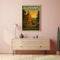 Historic Allentown Vintage Urban Cityscape Travel Poster