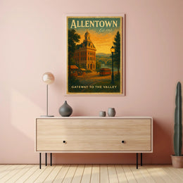 Historic Allentown Vintage Urban Cityscape Travel Poster