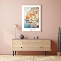 Positano Dreamscape: Serene Watercolor Travel Poster PosterGoat