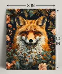 Fox Among Blossoms: Detailed Wildlife Art Animal Poster