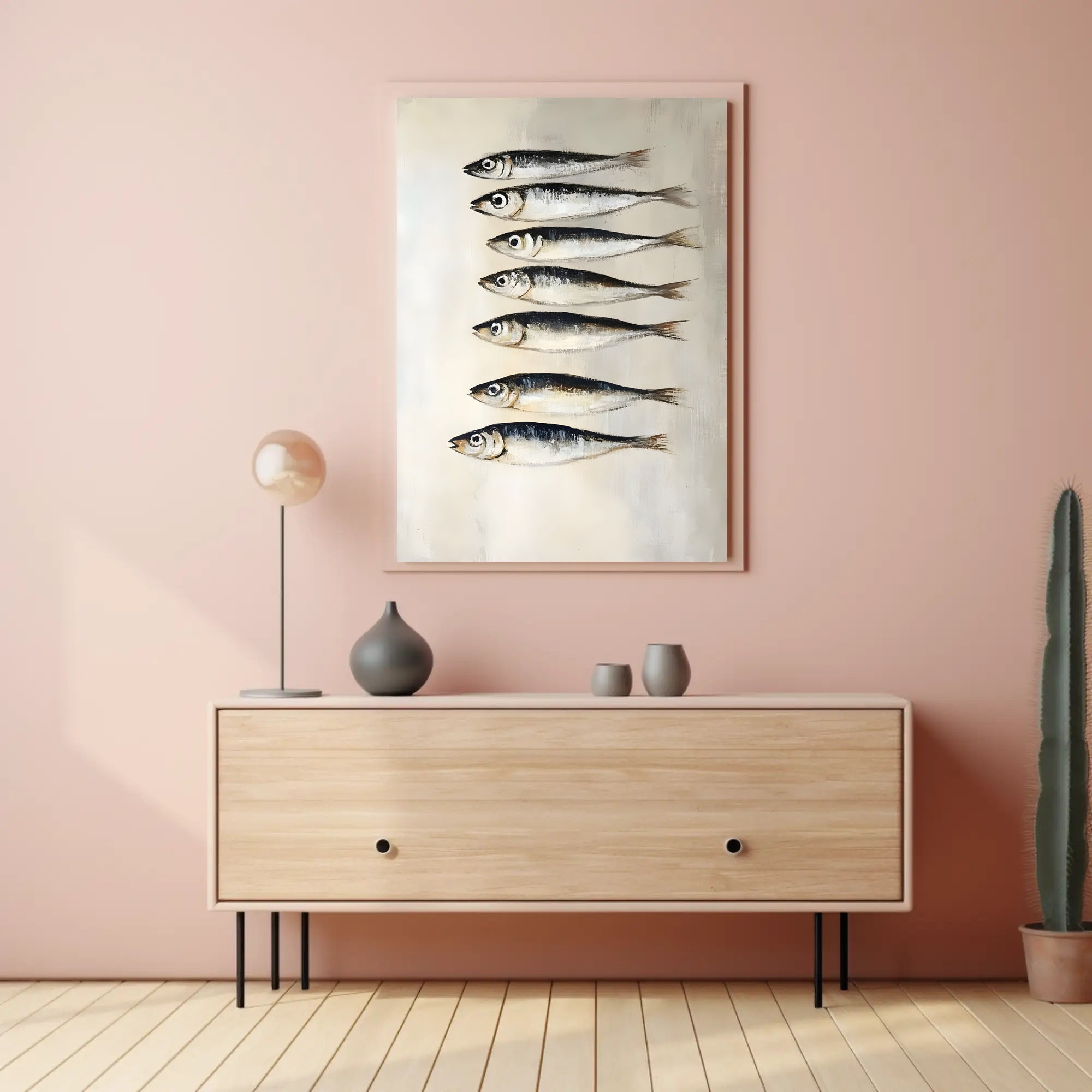 School Of Fish Poster Minimalist Coastal Wall Art