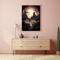 Moonlit Desert Landscape Poster