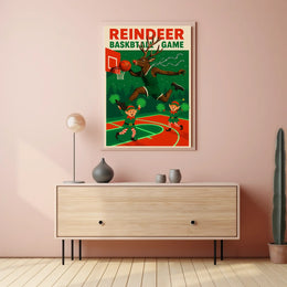 Reindeer Basketball Game Poster