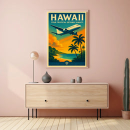 Hawaii Tropical Adventure Vintage Travel Poster