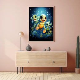 Charming Baby Sea Turtles Underwater Adventure Poster